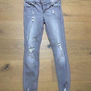 Express Light Gray Distressed   Jeggings